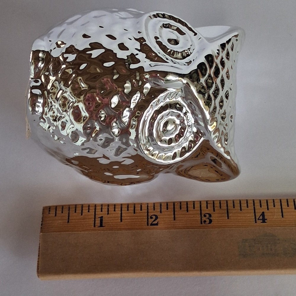 Set of 4 Metallic Owl Coin Banks Red Silver Gold Ceramic Greenbrier 4" - Picture 6 of 10